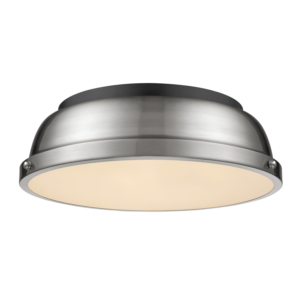 Yep by Golden Lighting Duncan 2-light Flush Mount in Matte Black and Pewter shade